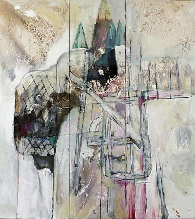 Angermeir Wolfgang: Konsolensicherung (dreiteilig), Acryl/Leinwand, 2016