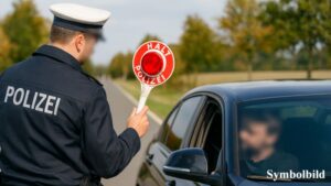 Polizeibeamter bei Verkehrskontrolle von Auto erfasst